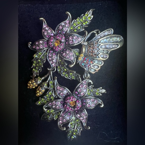 Kathy Levine La Vintage Floral and Butterfly Brooch - Picture 1 of 4